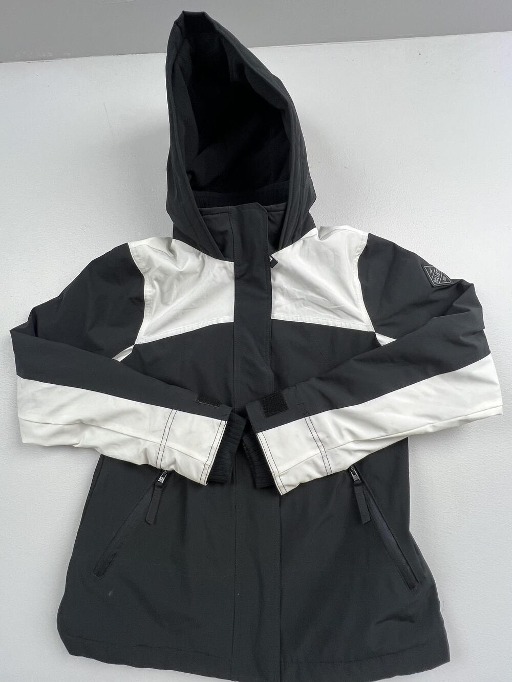 Hollister Jacket Womens Small Black White Hooded All Weather Ski Full Zip
